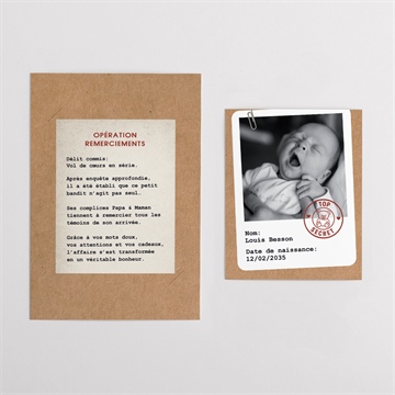 Remerciement naissance dossier confidentiel - Vue d'ensemble
