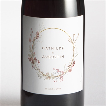 Etiquette de bouteille mariage couronne d'automne