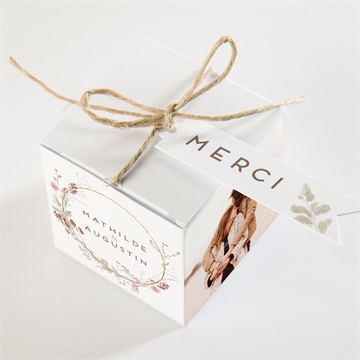 Boîte de dragées mariage couronne d'automne - Dessus de la boîte