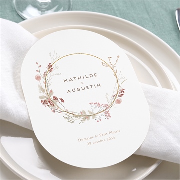 Menu mariage couronne d'automne