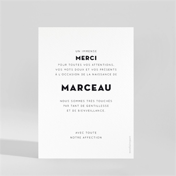 Remerciement naissance photo petit coeur - Dos de la carte