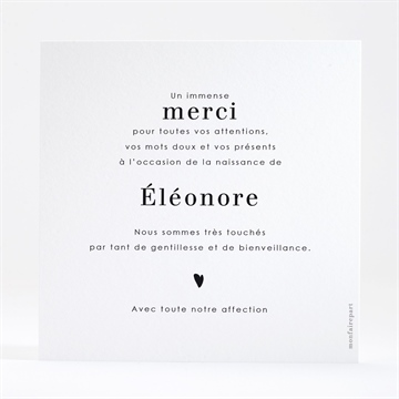 Remerciement naissance photo hello - Dos de la carte