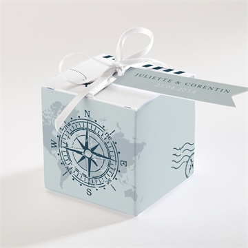 Boîte de dragées mariage passeport marin