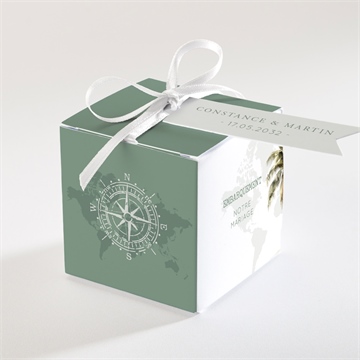 Boîte de dragées mariage passeport tropical