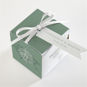 Boîte de dragées mariage passeport tropical - Dessus de la boîte