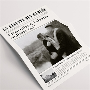 Faire-part mariage gazette - Devant du faire-part
