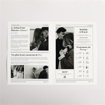 Faire-part mariage gazette - Intérieur du faire-part