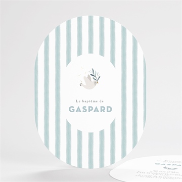 Faire-part de baptême colombe et rayures - Mise en situation