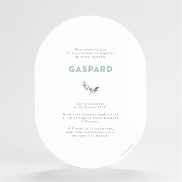 Faire-part de baptême colombe et rayures - Dos du faire-part