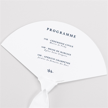 Eventail mariage bleu romantique - Dos de l'eventail