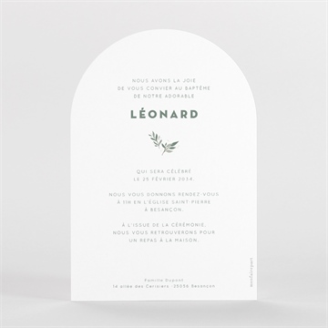 Faire-part de baptême petite église - Dos du faire-part