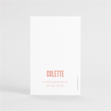 Signet baptême charité portrait - Dos du signet