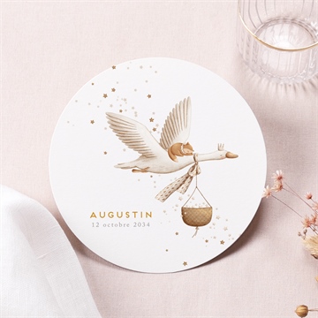 Faire-part naissance cigogne rond