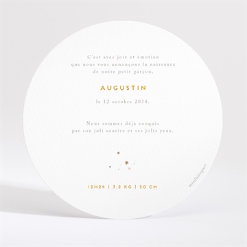 Faire-part naissance cigogne rond - Dos du faire-part