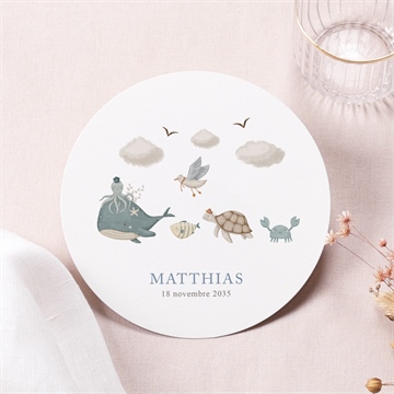 Faire-part naissance mer rond