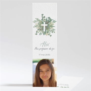 Signet profession de foi croix et feuillage