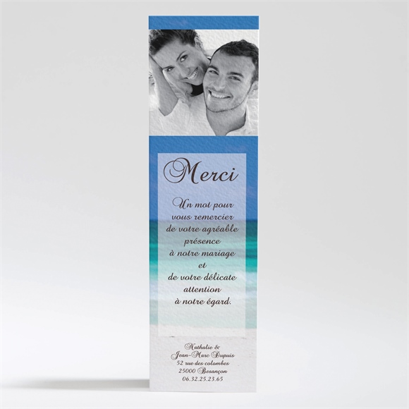 Remerciement mariage Sable fin et mer turquoise... réf.N20051