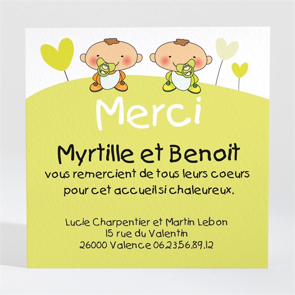 Remerciement naissance nous vous présentons jumeaux