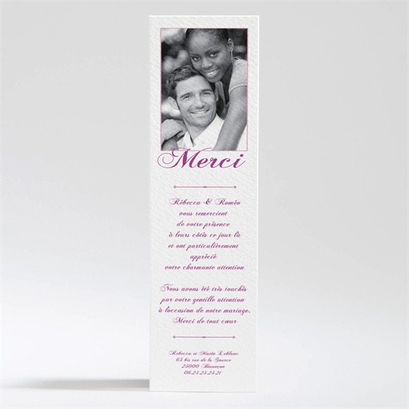 Remerciement mariage Dans un lit de roses réf.N200167