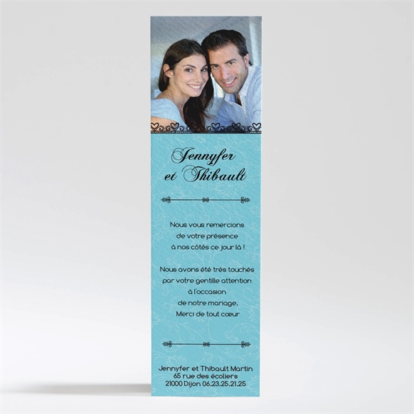 Remerciement mariage En Bleu et Noir réf.N200172