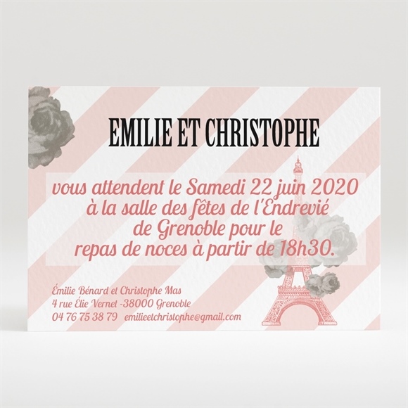 Carton d'invitation mariage Autour de la Tour Eiffel réf.N120208