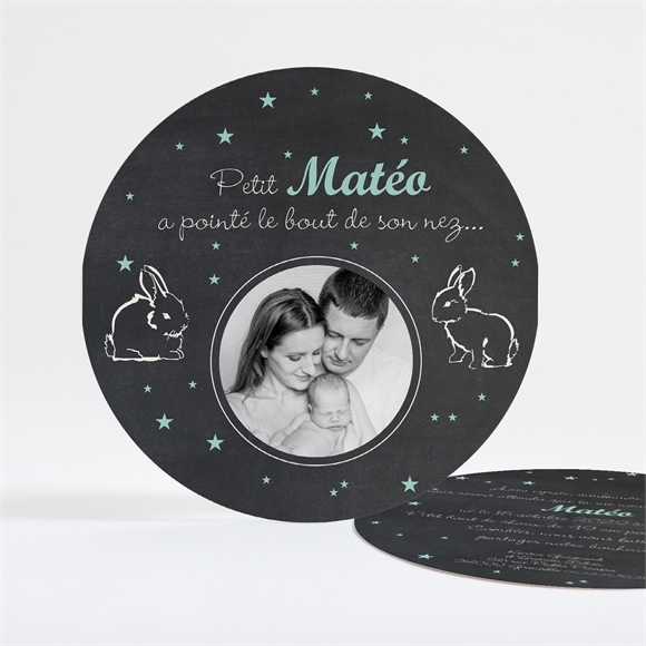 Faire-part naissance Petit Lapin rond réf.N32112