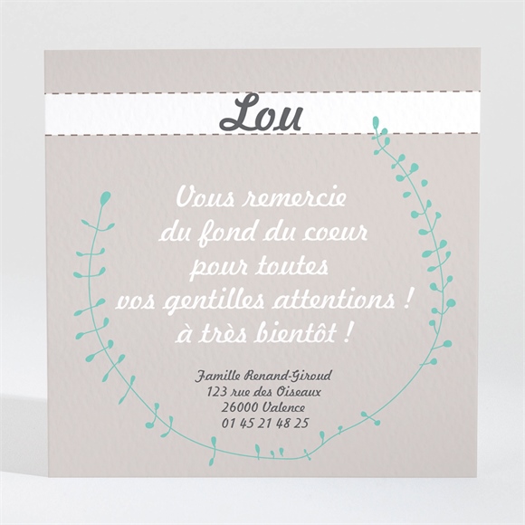 Remerciement naissance taupe couronne laurier