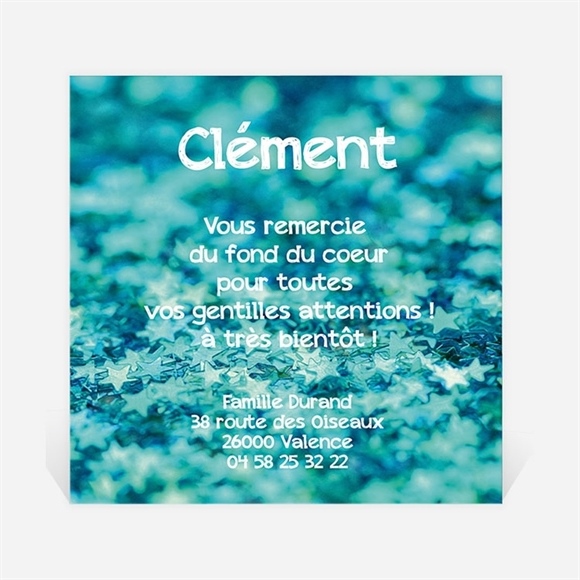 Remerciement naissance carte originale verte