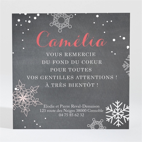 Remerciement naissance belle nouvelle d'hiver