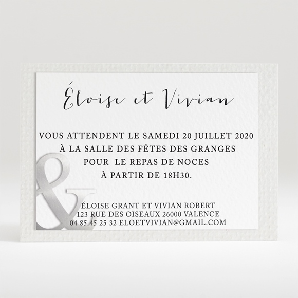 Carton d'invitation mariage Esperluette et étiquettes réf.N120221