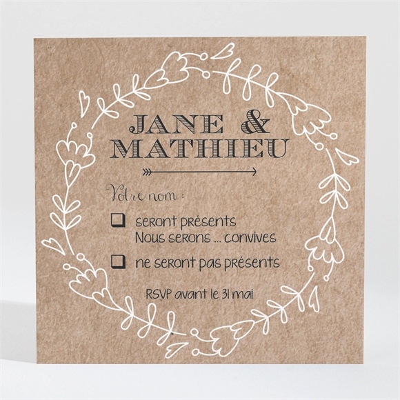 Carton réponse mariage Kraft en folie réf.N300340