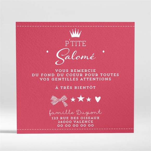 Remerciement naissance Bienvenue Petite Princesse réf.N300397