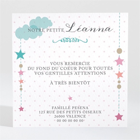 Remerciement naissance Un nuage de bonheur réf.N300398