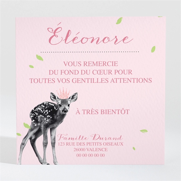 Remerciement naissance joli faon