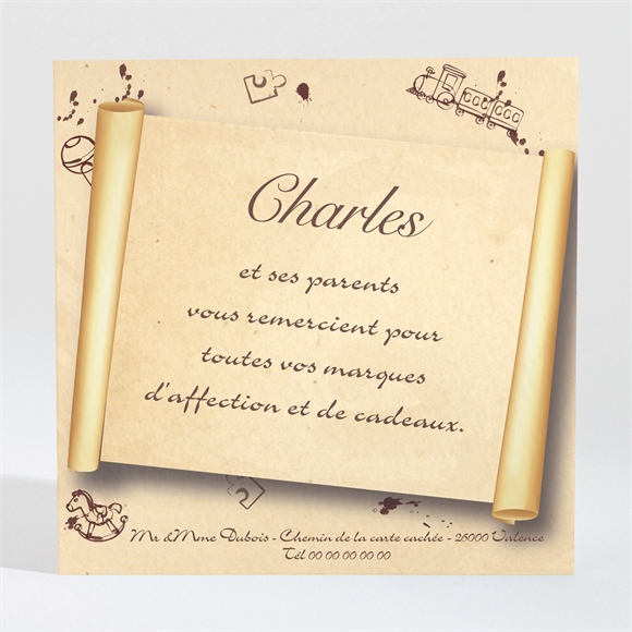 Remerciement naissance me voici enfin...