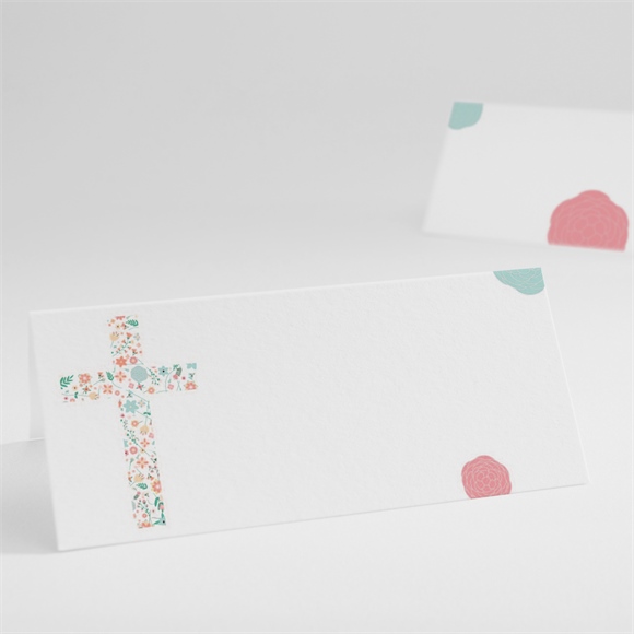 Marque-place baptême Croix à motifs et pois réf.N440393