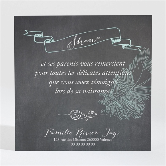 Remerciement naissance Ardoise et pictogrammes réf.N300451