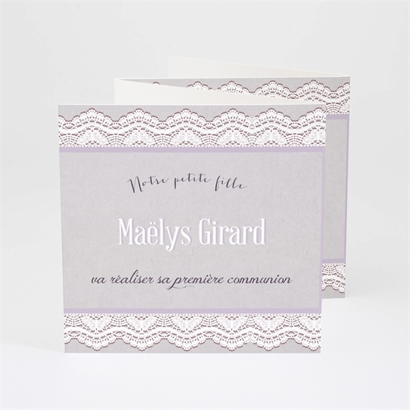 Faire-part communion tenue de dentelle