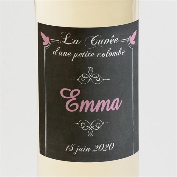 Etiquette de bouteille baptême Ange en ardoise fille réf.N300499