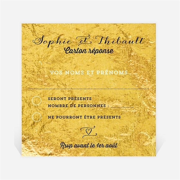 Carton réponse anniversaire de mariage A la feuille d'Or réf.N300623