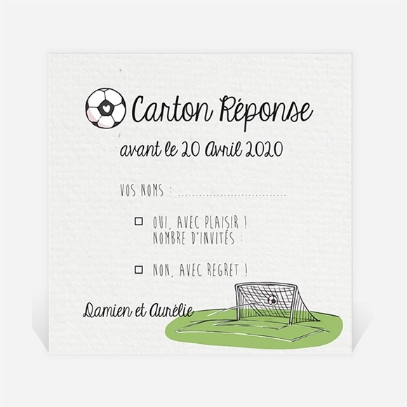Carton réponse mariage A vos crampons de football ! réf.N300850
