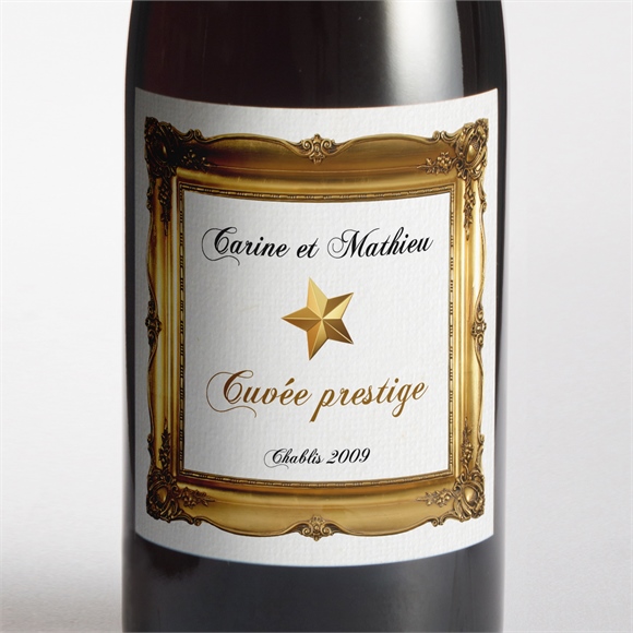 Etiquette de bouteille mariage Imitation cadre or réf.N300871
