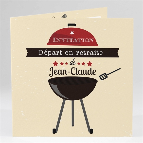Carte invitation départ à la retraite autour d'un barbecue