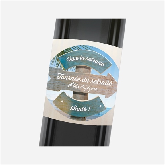 Etiquette de bouteille départ retraite Vacances méritées ! réf.N3001146