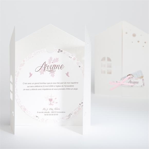Faire-part de baptême liberty pastel clair