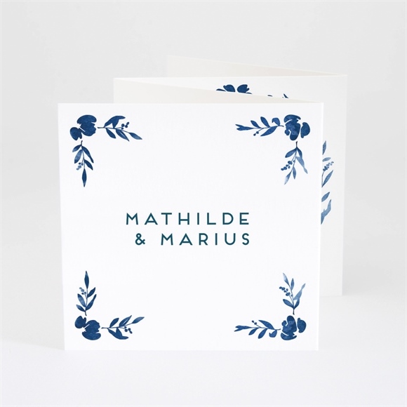 Remerciement mariage aquarelle bleue