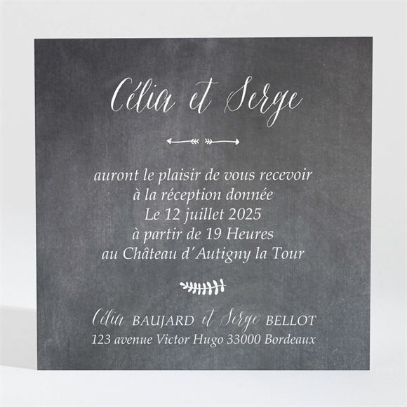 Carton d'invitation mariage Annonce ardoisée réf.N3001306