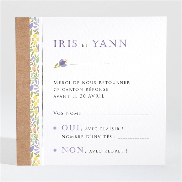 Carton réponse mariage Kraft et floral réf.N3001357