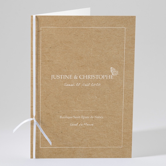 Livret de messe mariage un papillon sur le kraft