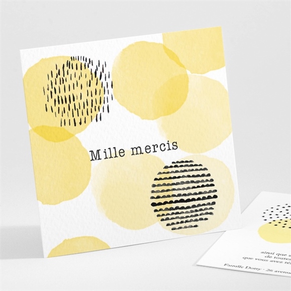 Remerciement naissance jaune graphique